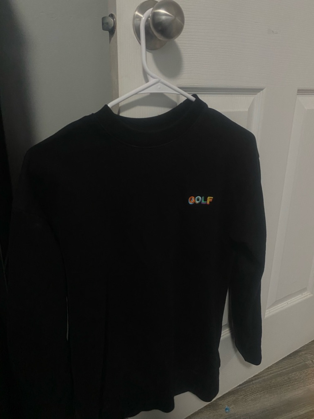 Golf Wang Black Crewneck Sweater with Multicolor Logo
